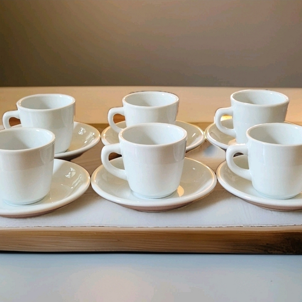 Vintage Williams Sonoma White Cups & Saucers – Set of 6 – Pantry Essentials Mark